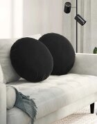 vidaXL Възглавници за седалки 2 бр. Кадифе Черно Ø50 x 19 см