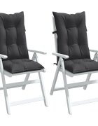 vidaXL Възглавници за стол 2 бр меланж антрацит 120x50x7 см плат