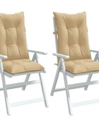 vidaXL Възглавници за стол 2 бр меланж бежови 120x50x7 см плат