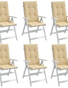 vidaXL Възглавници за стол 6 бр меланж бежови 120x50x4 см плат