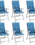 vidaXL Възглавници за стол 6 бр меланж сини 120x50x4 см плат