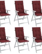 vidaXL Възглавници за стол 6 бр меланж виненочервени 120x50x4 см плат