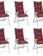 vidaXL Възглавници за стол 6 бр меланж виненочервени 120x50x7 см плат