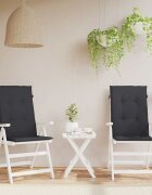 vidaXL Възглавници за столове с облегалки 2 бр черни 120x50x3 см плат