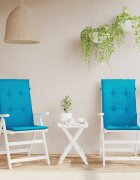 vidaXL Възглавници за столове с облегалки 2 бр сини 120x50x3 см плат