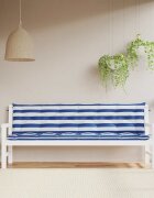 vidaXL Възглавници за външни пейки 2 бр синьо-бели 200x50x7 см плат