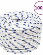 vidaXL Въже за лодка бяло 14 мм 100 м полипропилен