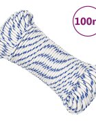vidaXL Въже за лодка бяло 4 мм 100 м полипропилен