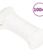 vidaXL Въже за лодка бяло 5 мм 100 м полипропилен
