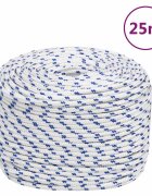 vidaXL Въже за лодка бяло 8 мм 25 м полипропилен