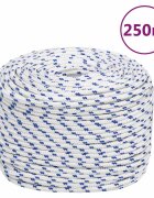 vidaXL Въже за лодка бяло 8 мм 250 м полипропилен