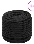 vidaXL Въже за лодка черно 18 мм 50 м полипропилен
