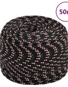 vidaXL Въже за лодка черно 8 мм 50 м полипропилен