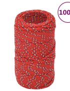 vidaXL Въже за лодка Червено 2 мм 100 м полипропилен