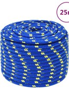 vidaXL Въже за лодка синьо 14 мм 25 м полипропилен