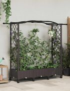 vidaXL Вдигната градина с решетка и колела Кафяво 169 x 40 x 129 см ПП