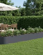 vidaXL Вдигната леха за градина Антрацит 380 x 40 x 40 см Стомана
