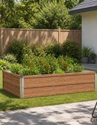 vidaXL Вдигната леха за градина Дървен кафяв 100 x 80 x 24 см Стомана