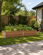vidaXL Вдигната леха за градина Дървен кафяв 160 x 40 x 24 см Стомана