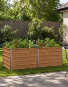 vidaXL Вдигната леха за градина Дървен кафяв 163 x 80 x 55 cm Стомана