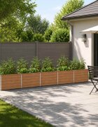 vidaXL Вдигната леха за градина Дървен кафяв 400 x 80 x 55 см Стомана