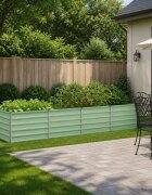 vidaXL Вдигната леха за градина Пастелно зелено 321 x 80 x 55 cm