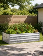 vidaXL Вдигната леха за градина Поцинковано сребристо 100 x 80 x 24 см