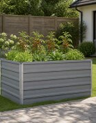 vidaXL Вдигната леха за градина Сиво 100 x 80 x 55 см Стомана