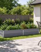vidaXL Вдигната леха за градина Сиво 160 x 80 x 24 см Стомана