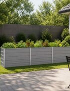 vidaXL Вдигната леха за градина Сиво 240 x 40 x 55 см Стомана