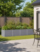 vidaXL Вдигната леха за градина Сиво 320 x 80 x 55 см Стомана