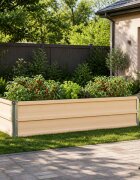 vidaXL Вдигната леха за градина Слонова кост 100 x 40 x 24 см Стомана