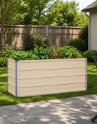vidaXL Вдигната леха за градина Слонова кост 100 x 40 x 55 cm Стомана