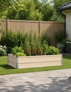 vidaXL Вдигната леха за градина Слонова кост 100 x 80 x 24 см Стомана