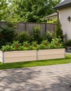 vidaXL Вдигната леха за градина Слонова кост 160 x 40 x 24 см Стомана