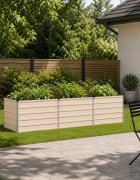 vidaXL Вдигната леха за градина Слонова кост 240 x 80 x 55 см