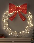 vidaXL Венец 60 LED светодиода Топло бяло 75 x 75 x 8 см Ратан