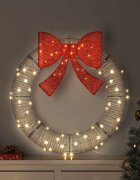 vidaXL Венец 80 LED светодиода Топло бяло 90 x 90 x 9 см Ратан