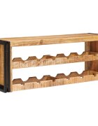 vidaXL Винен рафт Кафяво 100 x 45 x 33 см Солидно грубо мангово дърво