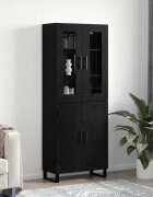 vidaXL Висок шкаф 2 бр. Черен дъб 695 x 34 x 180 см