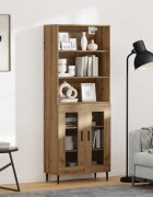 vidaXL Висок шкаф 2 бр. Дъб 695 x 325 x 180 см Инженерна дървесина