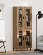 vidaXL Висок шкаф 2 бр. Дъб 695 x 34 x 180 см Инженерна дървесина