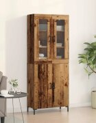 vidaXL Висок шкаф 2 бр. Старо дърво 695 x 34 x 180 см