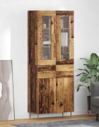 vidaXL Висок шкаф 2 бр. Старо дърво 695 x 34 x 180 см