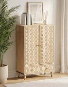 vidaXL Висок шкаф 60x33x100 см мангово дърво масив