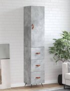 vidaXL Висок шкаф бетонно сив 345x34x180 см инженерно дърво