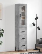 vidaXL Висок шкаф бетонно сив 345x34x180 см инженерно дърво