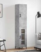 vidaXL Висок шкаф бетонно сив 345x34x180 см инженерно дърво