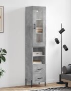 vidaXL Висок шкаф бетонно сив 345x34x180 см инженерно дърво