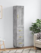 vidaXL Висок шкаф бетонно сив 345x34x180 см инженерно дърво